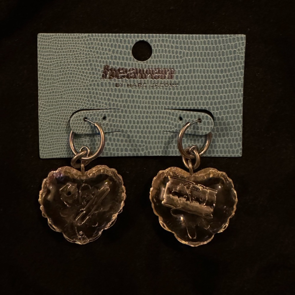 (UPDATE) COPY - Heaven Marc Jacobs Clear Teddy Balloon Heart Earrings